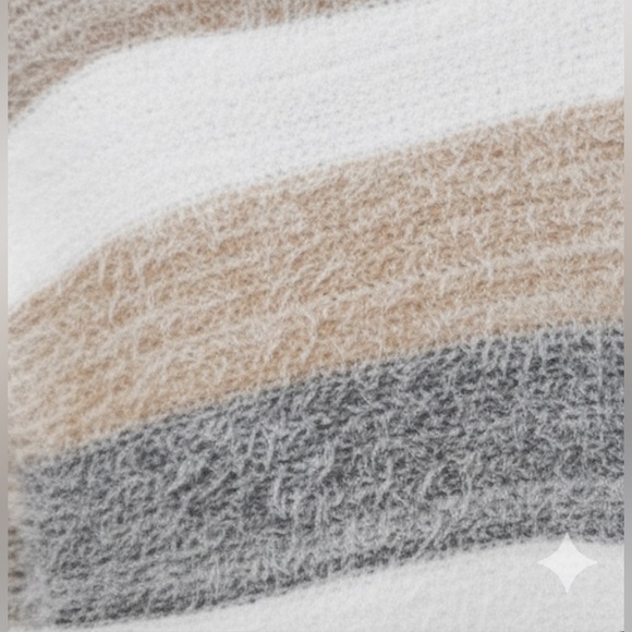 Color Block Drop Shoulder Open Front Fluffy Knit Cardigan - Picture 5 of 7